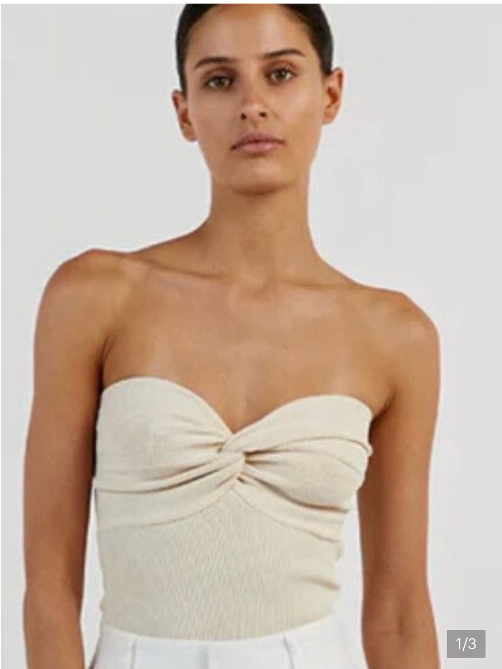 DISSH Strapless Twist-Front Cream Tube Top Dress